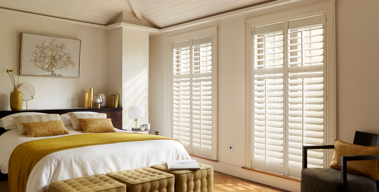 Seattle Shutters in a bedroom setting